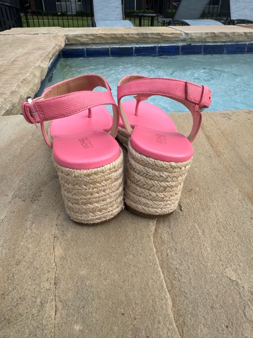 Michael Michael Kors Pink Wedge Espadrille Sandals – Size 6M - Picture 6 of 11